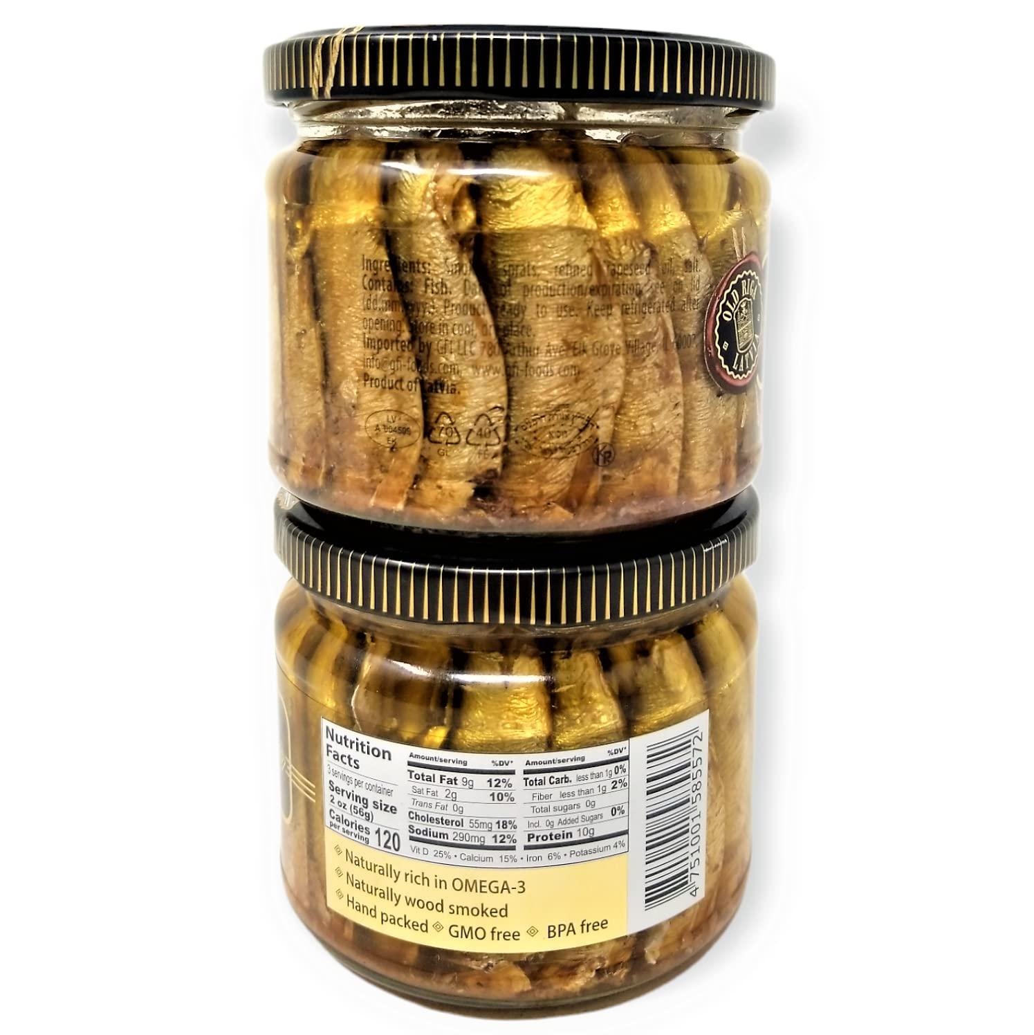 Belevini Old Riga Smoked Sprats in Oil 250g/6.2 Oz | Kosher Product, Non GMO, BPA Free, Keto Friendly | Rich in Omega-3 Fatty Acid, Vitamins and Minerals| From Fresh Wild Caught Sardines of Cold European Seas (Pack of 3)