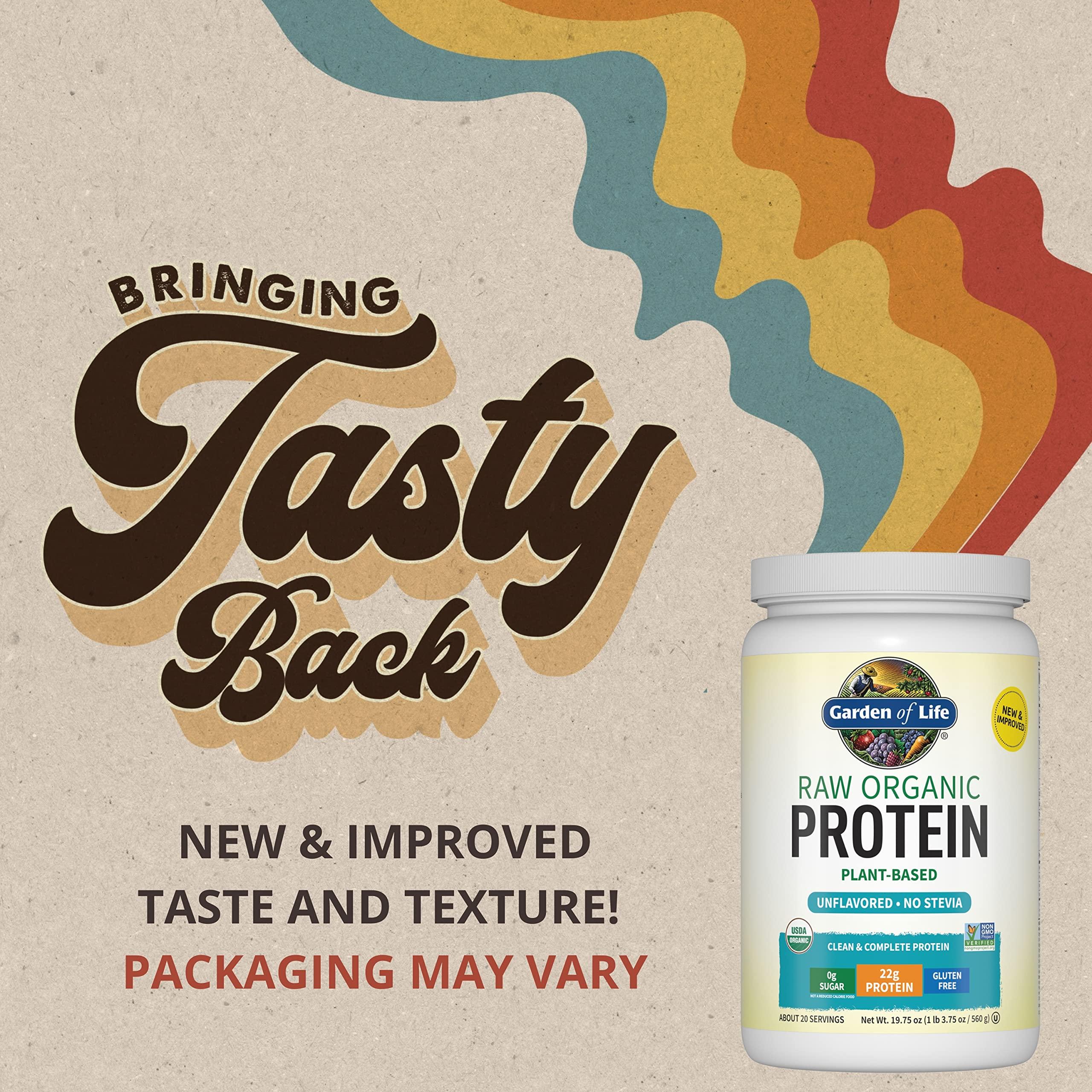 Garden of Life Garden of Life Organic Vegan Unflavored Protein Powder 22g Complete Plant Based Raw Protein & Organic Vegan Sport Protein Powder, Vanilla - Probiotics, BCAAs, 30g Plant Protein