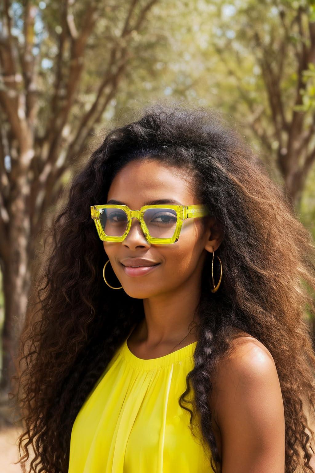 VISOONE VISOONE Enhanced Version Rectangle Chic Preppy Look Blue Light Blocking Glasses for Women Men RIVER-LIGHTER