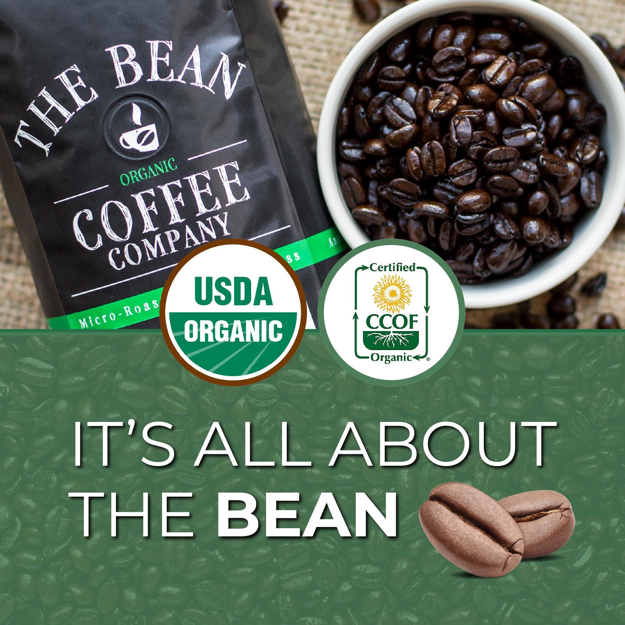 The Bean Coffee Company The Bean Organic Coffee Company 50/50 (Half Caff) French Roast, 50% Decaf, Dark Roast, Ground Coffee, 16-Ounce Bags (Pack of 2), Caf Molido Tostado Orgnico descafeinado