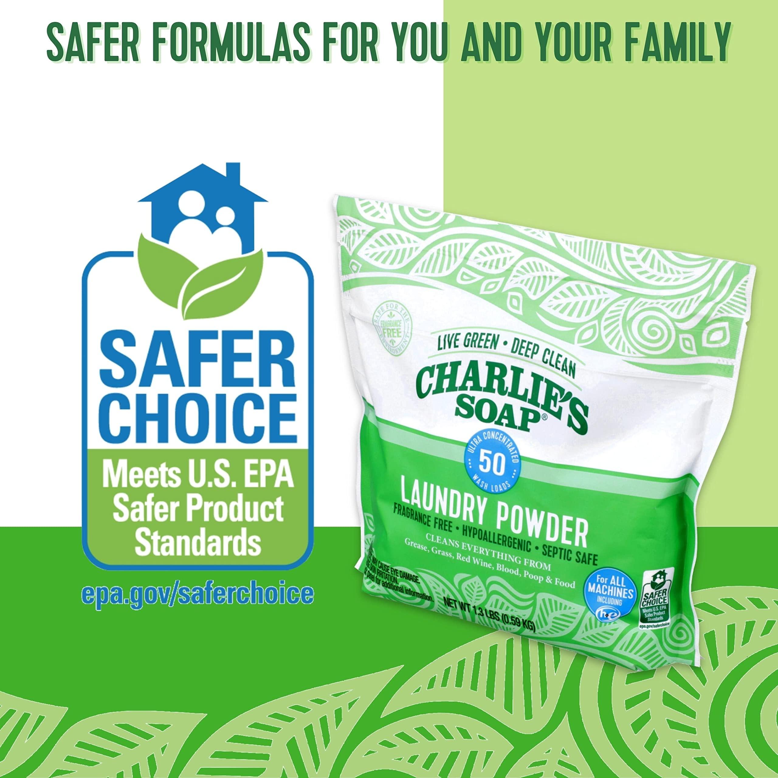 Charlie's Soap Charlie's Soap - Unscented Laundry Powder 50 Loads (Six 50-load Bags, 300 Total Loads)