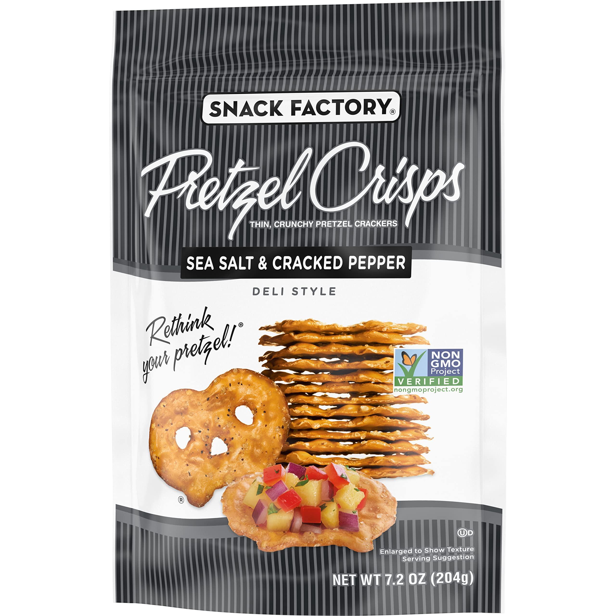 Snack Factory Snack Factory Pretzel Crisps, Sea Salt & Cracked Pepper, 7.2 Oz (Pack of 2)