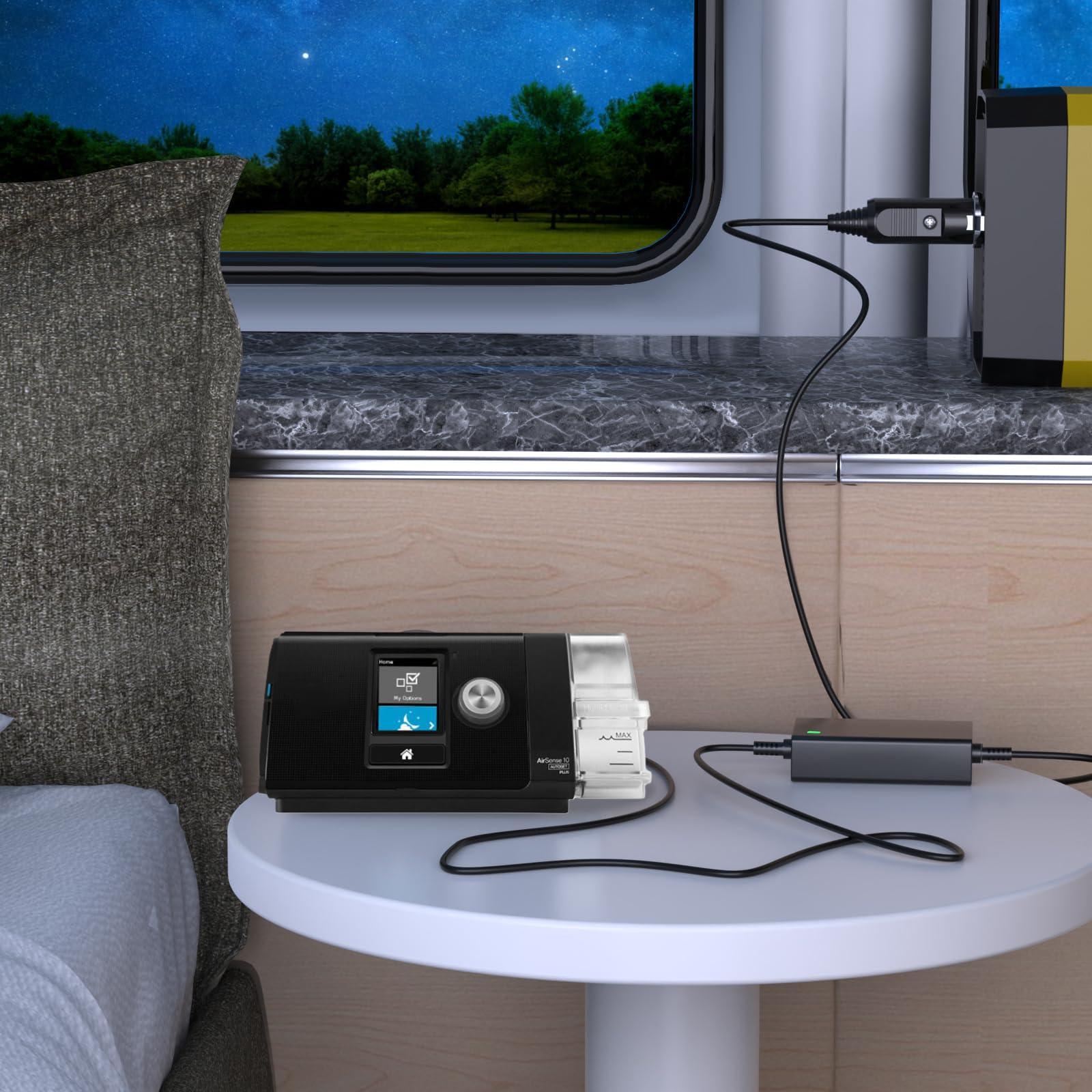 IBERLS for Resmed Airsense 10 DC Adapter Converter 12V Power Cord for Air Sense S10 AirCurve 10 BiPAP Machine 370006 370001 37297 37207 12Volt Charger(7.8FT, Travel, Camping)