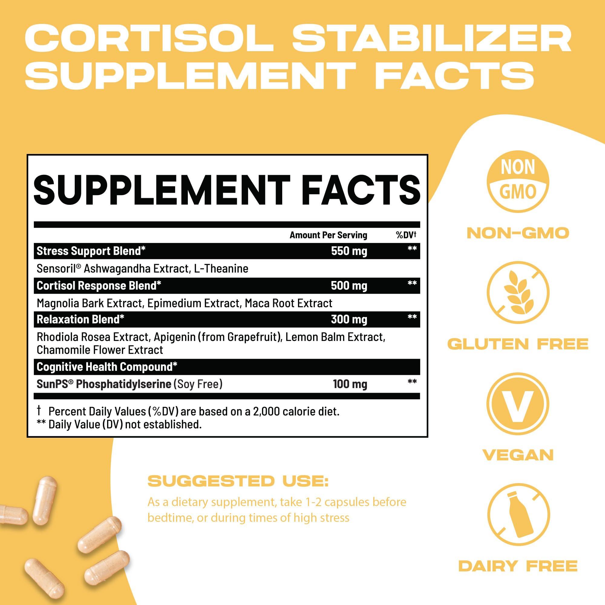 Nootrix Nootrix Cortisol Manager and Stabilizer Supplement | Supports Deep Sleep & Relaxation | Cortisol Supplement with Ashwagandha, L-Theanine, Rhodiola Rosea Extract & Apigenin | 90 Vegan Capsules