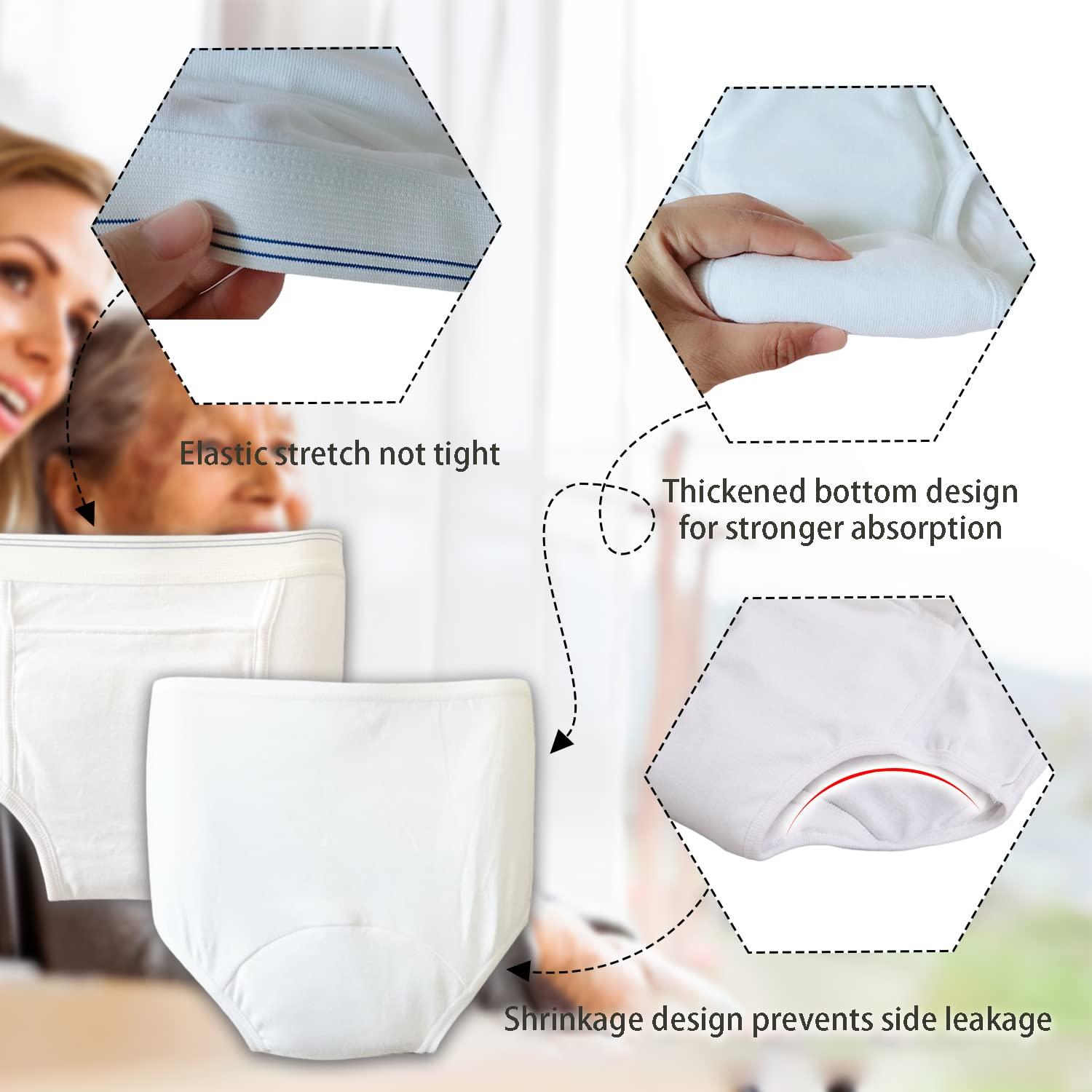 Lmaray Pull On Style Adult Cloth Diaper for Women, Reusable Nappy Washable Elderly Incontinence Care Protection Nappies Underwear for Women, Repeatedly Washing Leak-Proof Safety Pants (35-49 inch Waist)