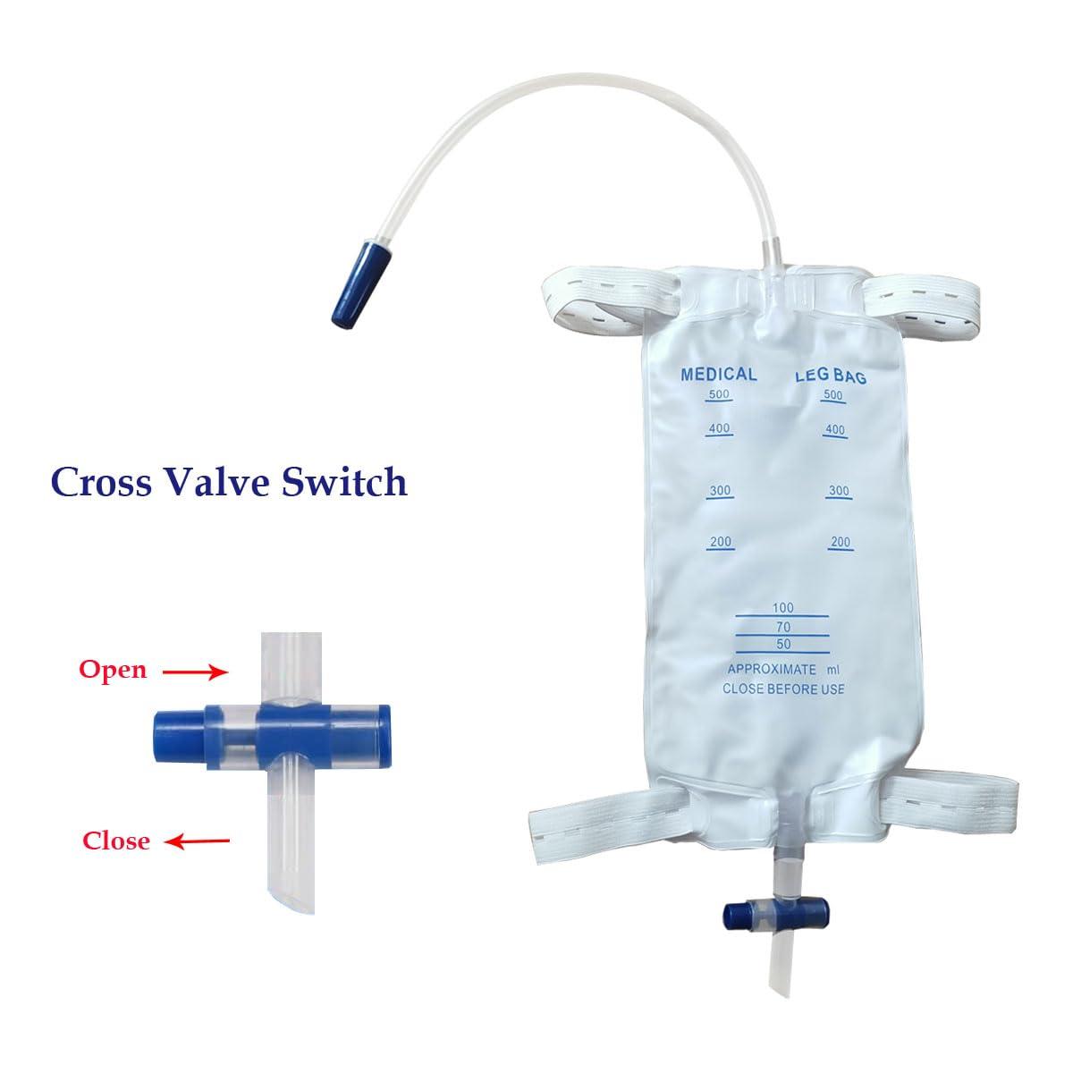 YEYSXSY 10 Pack Catheter Leg Bag Urinary Drainage Bag(500ML)