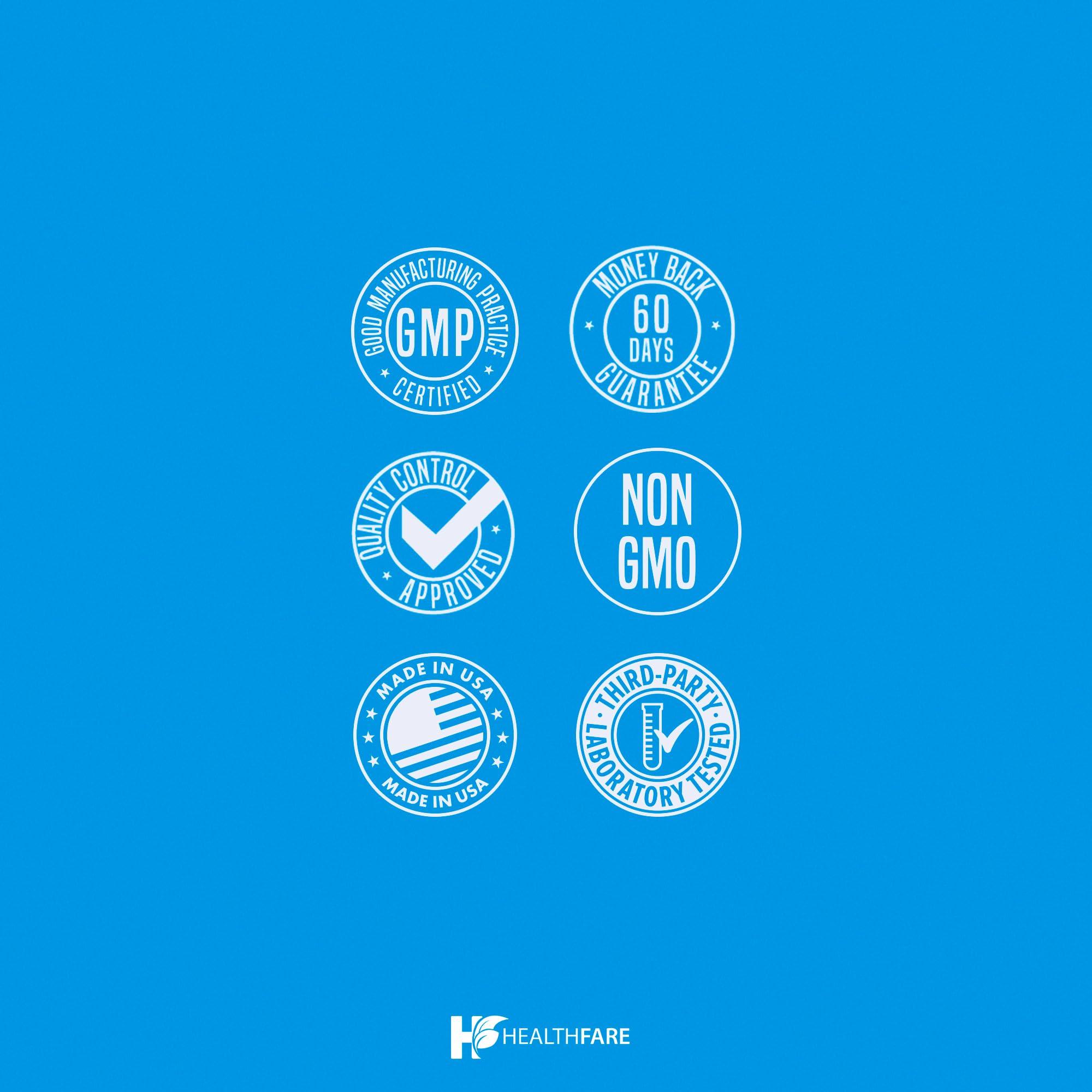 Healthfare HealthFare L-Glutamine 1000mg Capsules | 240 Capsules | Amino Acid Fuel for Gut & Muscle Health | Non-GMO | Gluten-Free | Support for Recovery & Wellness | Made in The USA