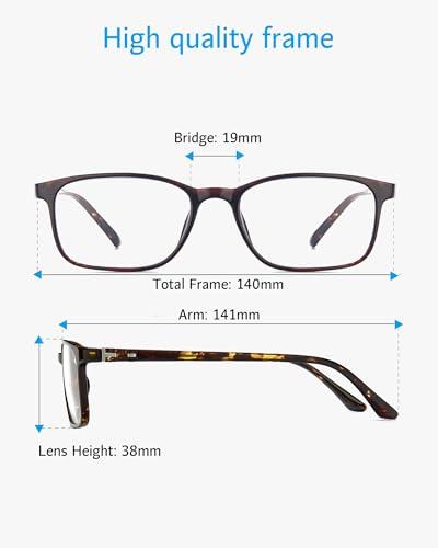ANRRI ANRRI Blue Light Blocking Glasses Anti Eyestrain UV Filter Computer Game Eyeglasses Lightweight Tortoise Frame