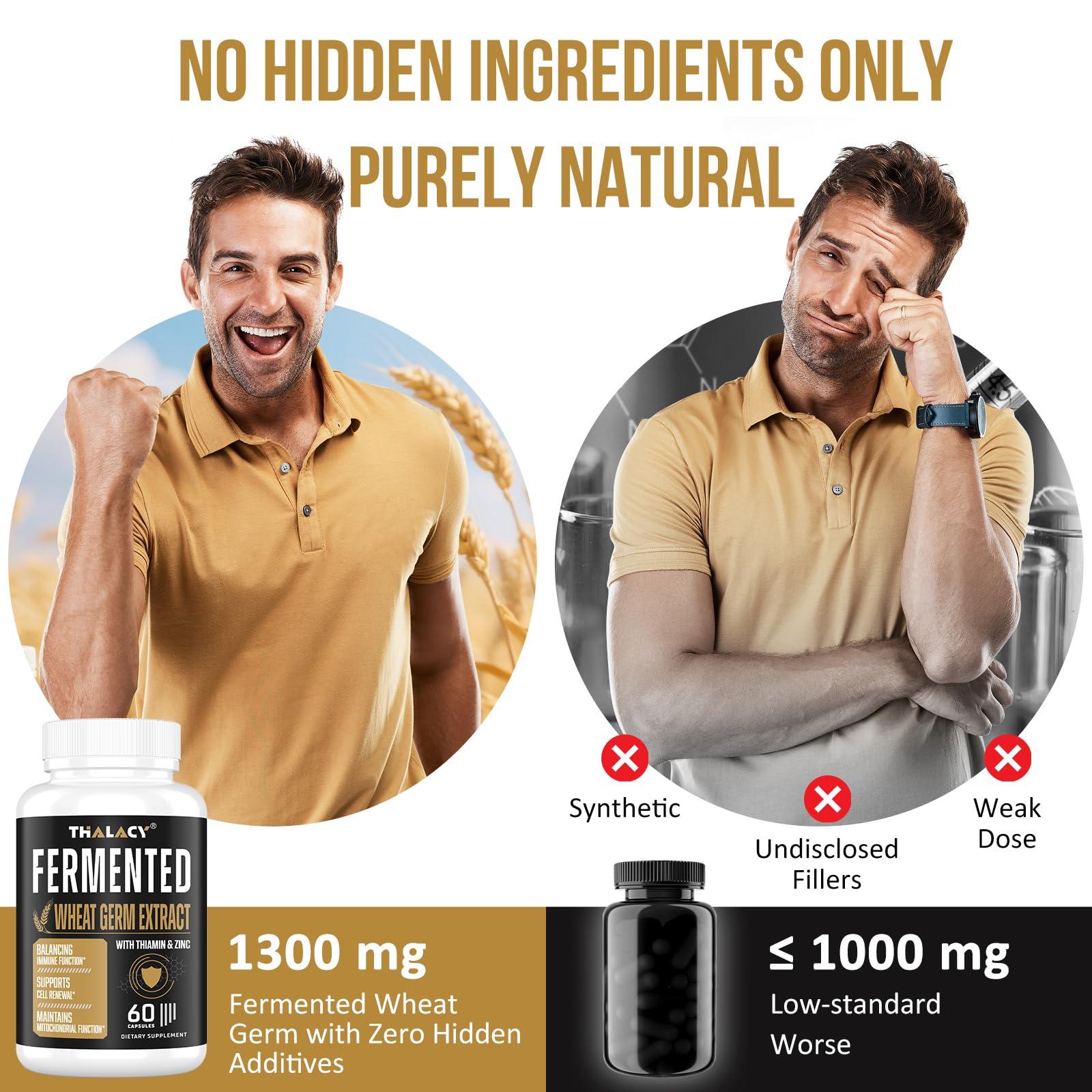 Thalacy Spermidine Supplements 13mg - 1300mg Wheat Germ Extract Capsules Potent Formula with Higher Spermidine Content and Zinc for Healthy Aging, Daily Immune System and Cell Renewal (6 Pack)