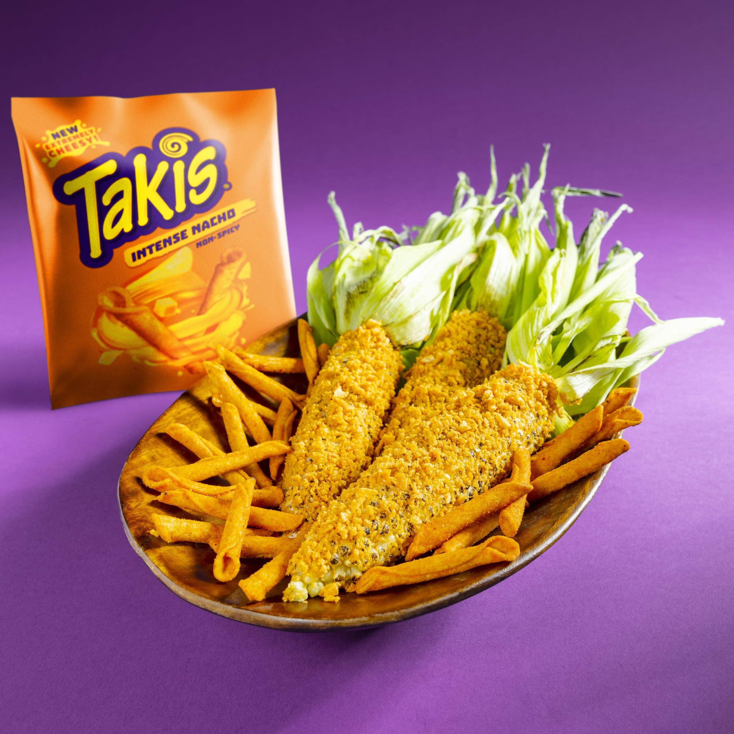 Takis Takis Intense Nacho 17 oz Fiesta Size Bag, Cheese Flavored Non-Spicy Cheesy Rolled Tortilla Chips