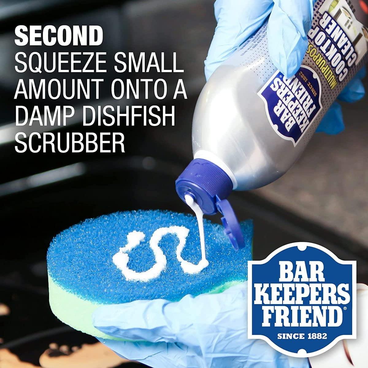Bar Keepers Friend Bar Keepers Friend Cooktop Cleaner + Scraper + Dish Fish - Multipurpose Liquid Stovetop Cleanser, Safe for Use on Glass or Ceramic Cooking Surfaces, Copper, Brass, Chrome, Stainless Steel & Porcelain