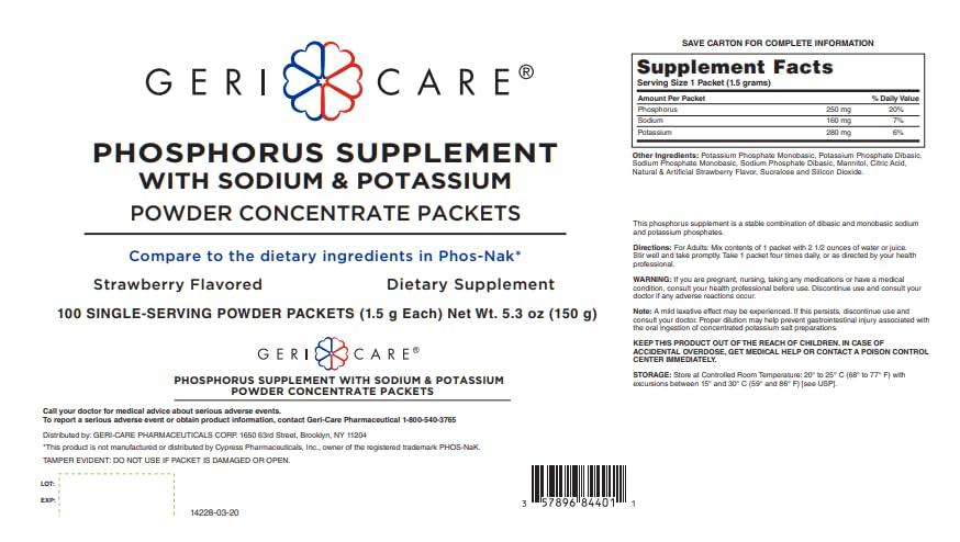 GeriCare GeriCare Phosphorus Supplement with Sodium & Potassium, Concentrated Strawberry Flavored Powder (100 1.5g Packets)