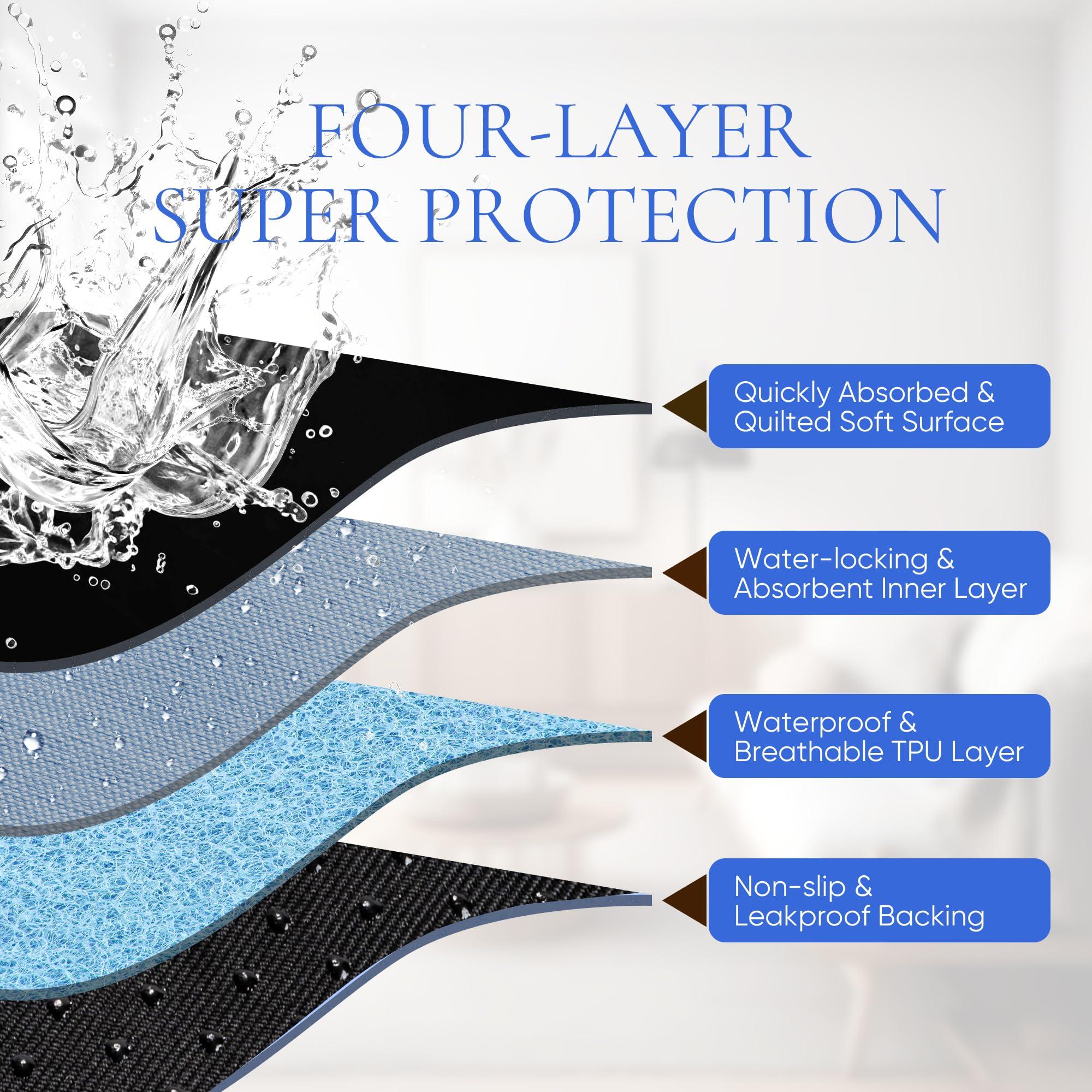 HUNAIGEE HUNAIGEE Washable Seat Protector Pads Waterproof Chair Pads for Incontinence for Adults Reusable Seat Pads Incontinence Seat Cover for Bed Wheelchair Ultra Soft 4-Layer 21\"X22\" 3 Pack Black