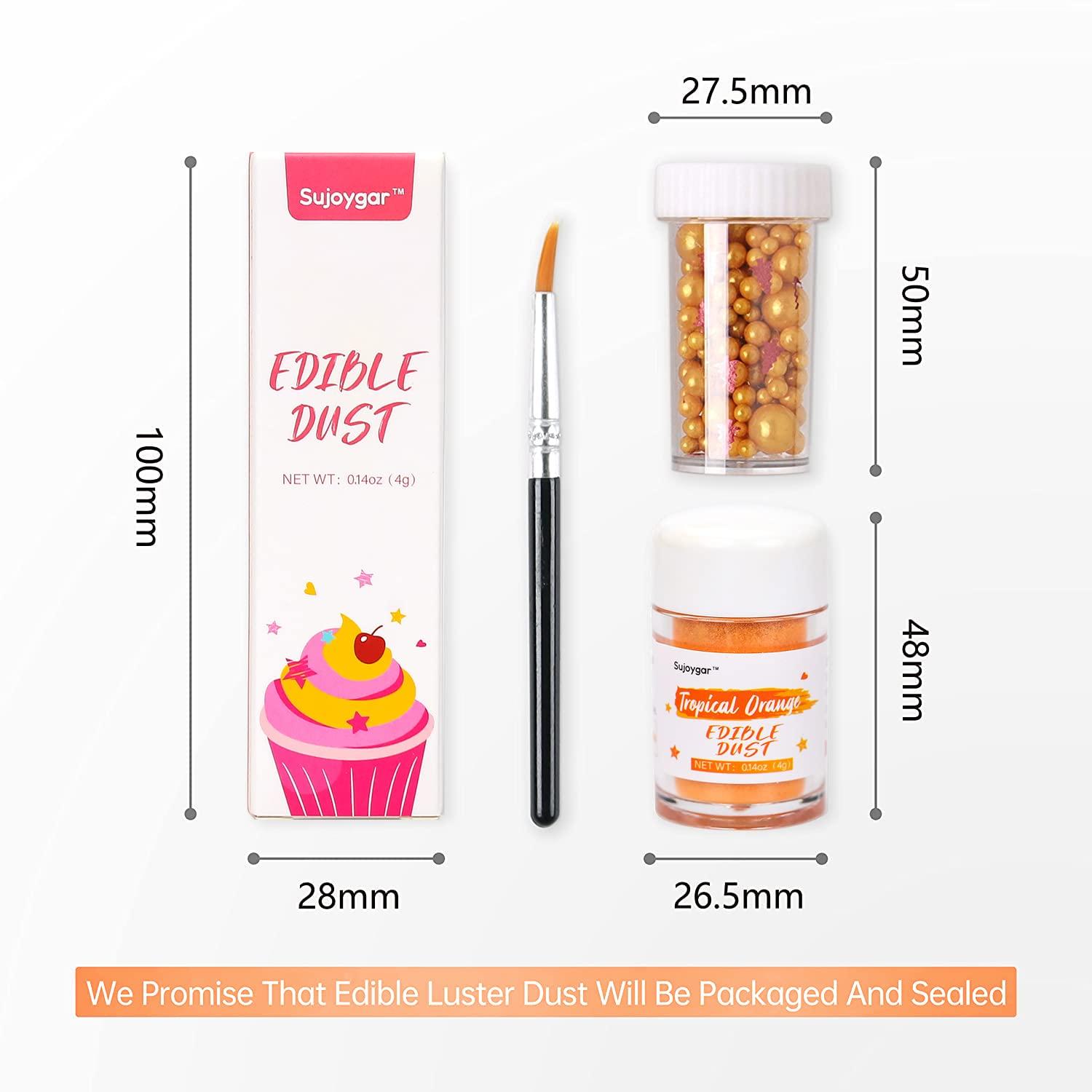 Sujoygar Orange Luster Dust Edible, Sujoygar Edible Glitter for Cocktails, 4g Shimmer Powder Drinks Glitter Edible Dust for Cake Decorating Chocolate Strawberrie Cupcake Baking Fondants Halloween Drinks