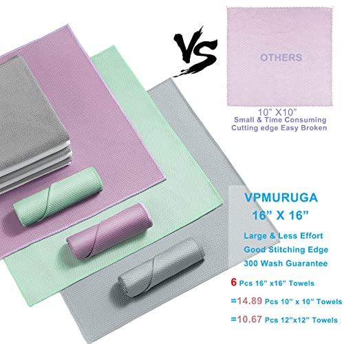 VPMURUGA Easy Clean Fish Scale Nanoscale Cleaning Cloth,Streak Free Microfiber Glass Cleaning Cloths for Window Mirrors Windshields,Lint Free Microfiber Polishing Cleaning All-Purpose Towel Pack of 6(Purple)