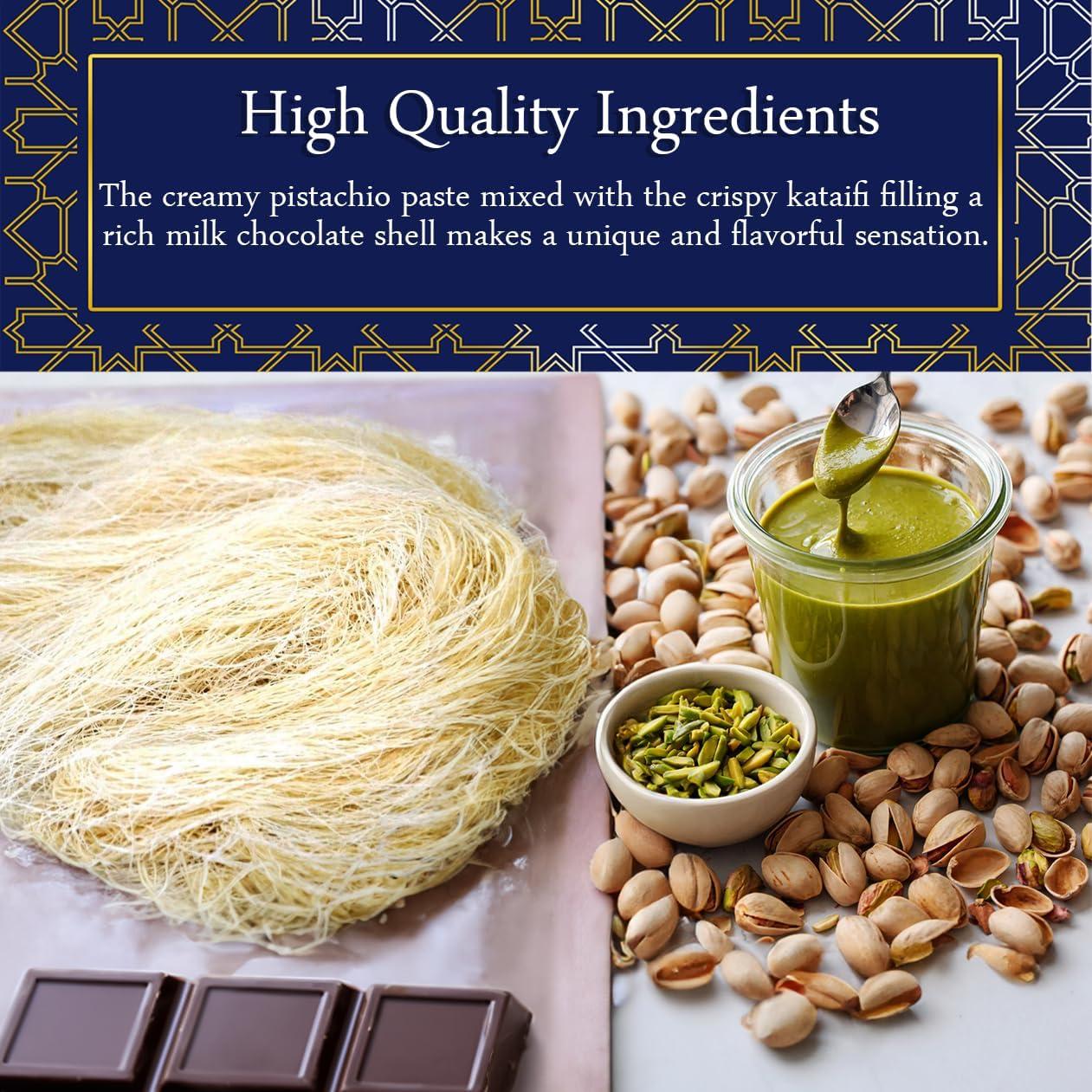 Lovetta Chocolate Dubai Chocolate Bar Pistachio Knafeh - Luxury Rich Milk Chocolate, Individually Wrapped Fresh, Premium Pistachio Cream Katafi Filling (1 Pack)