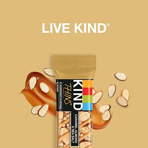 KIND KIND THINS Caramel Almond & Sea Salt Bars, 0.74 Ounce, Gluten Free, 4g Sugar, 10 Count (Pack of 6)