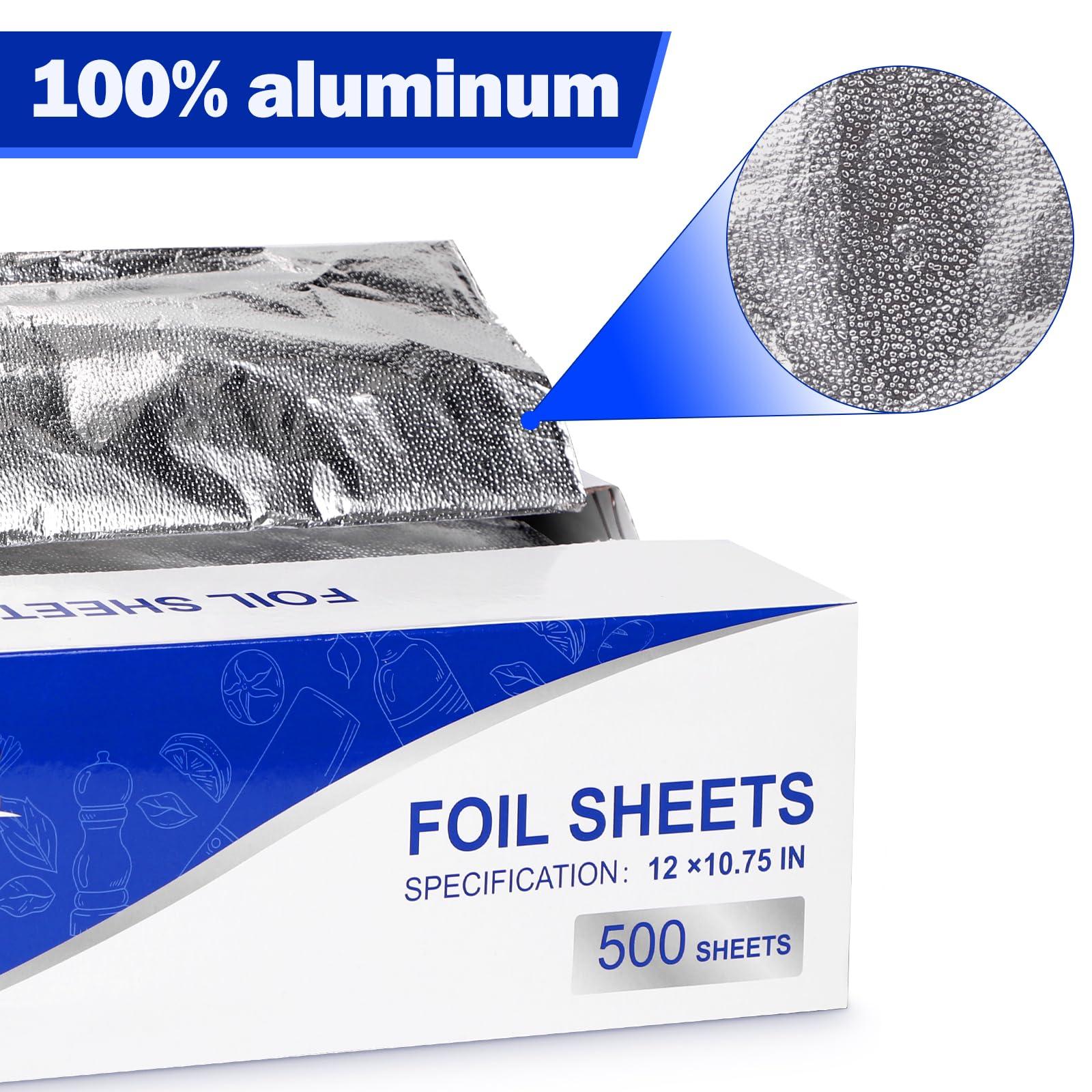 Alfolic Alfolic Aluminum Foil Sheets - 12\" x 10.75\" Pre Cut Tin Foil, Premium Aluminum Foil Wraps for Cooking, Storing Food - 500 Sheets