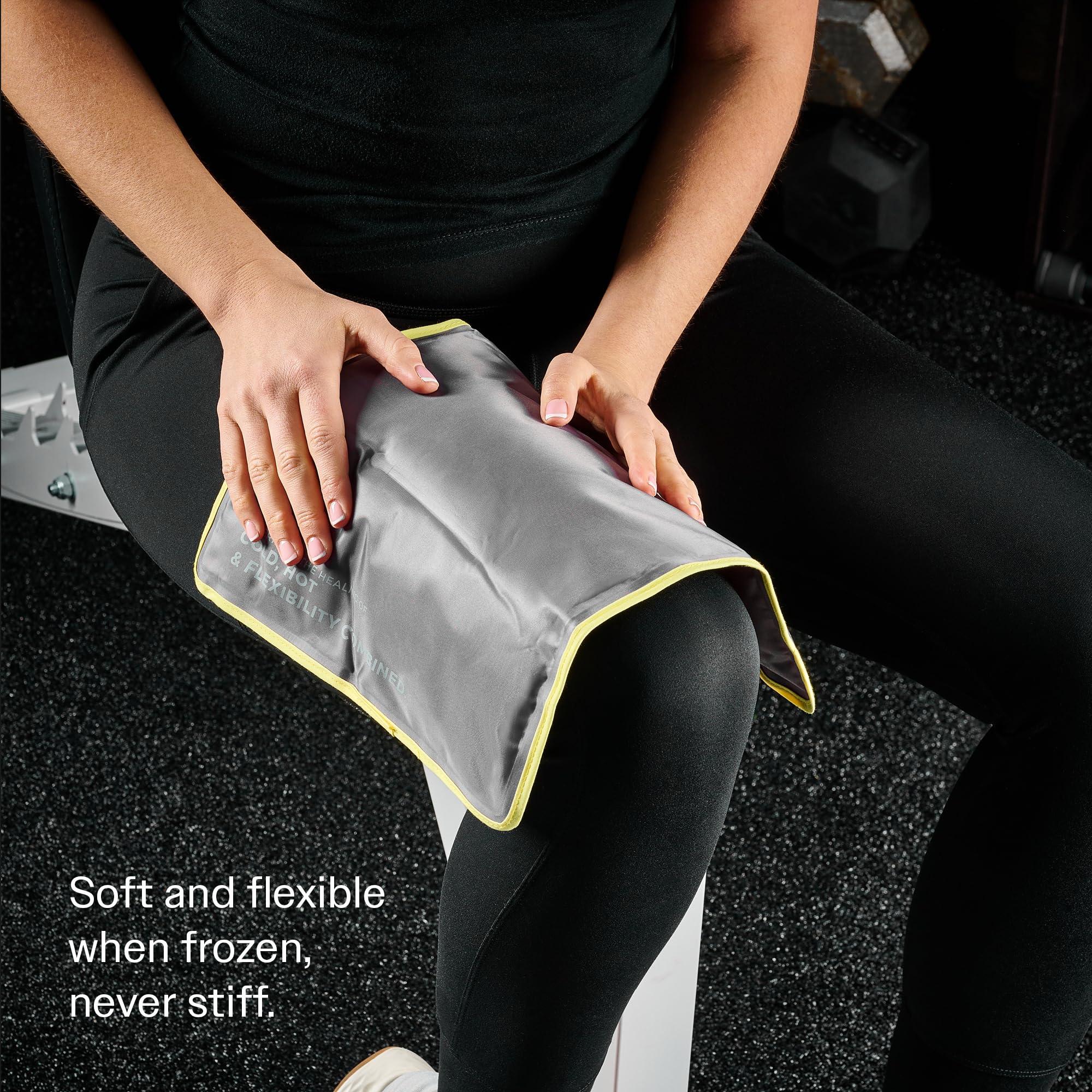 Sport Temp Reusable Gel Ice Packs - Flexible When Frozen for Injuries, Hip, Shoulder, Back, Knee - Hot & Cold Therapy Compress to Reduce Swelling, Bruises, Surgery, Heat & Cold (Black Large - 2PK -14 x 11)