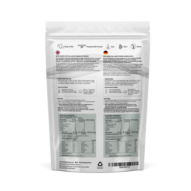 The Intelligent Health The Intelligent Health Hydrolyzed Collagen Peptides Powder, Grass Fed, High Protein, Unflavored, Gluten-Free, Paleo & Keto Friendly, 10g per Serving (200g) Supports Skin, Hair, Nails, Joints, & Bones