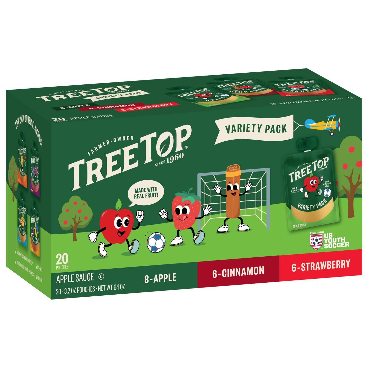 Tree Top Tree Top Apple Sauce Pouches Variety Pack, Apple, Strawberry, Cinnamon, 3.2 oz. each (Pack of 20)