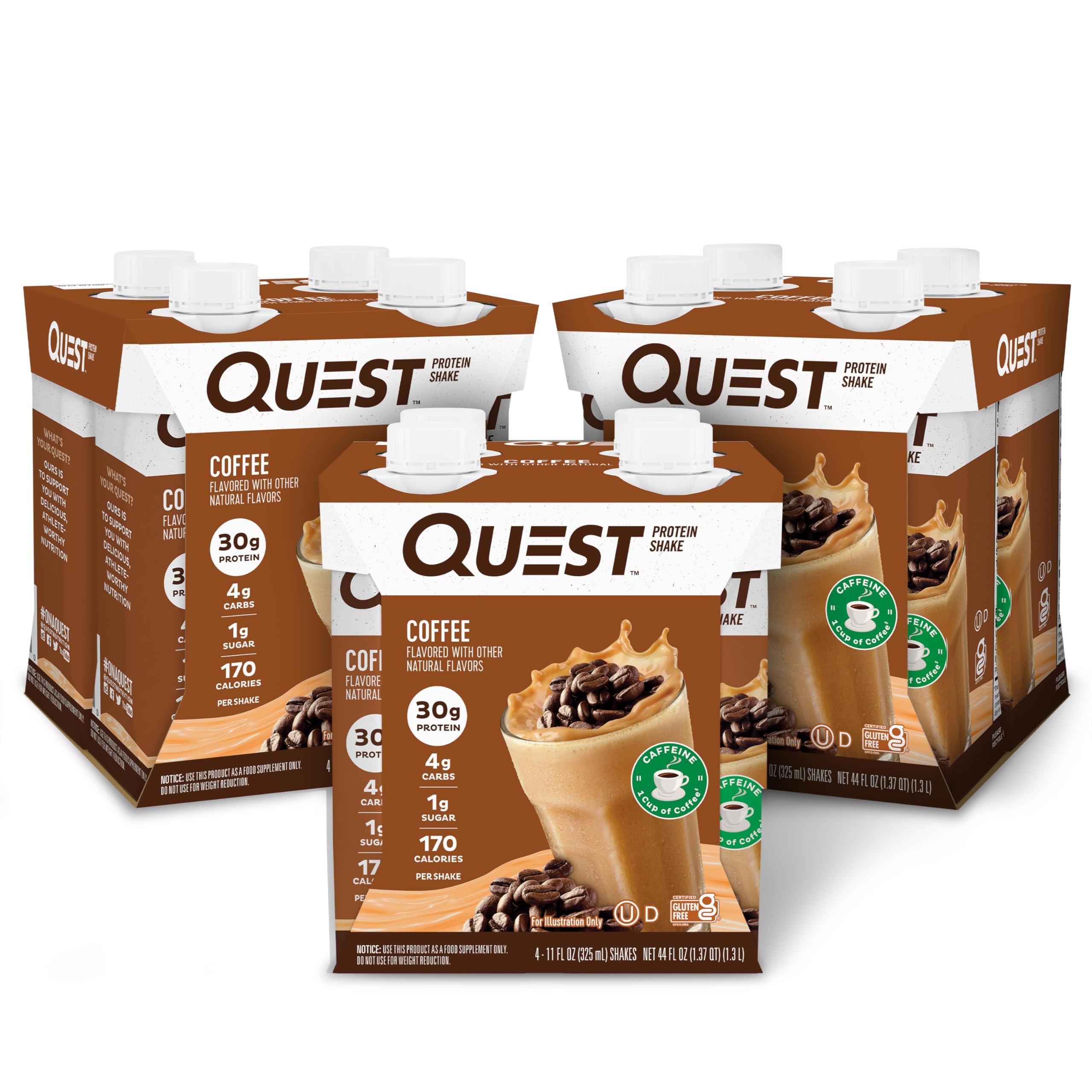 Quest Nutrition Quest Nutrition Ready to Drink Coffee Protein Shake, 30g Protein, 4g Carb, 1g Sugar, Gluten Free, Keto Friendly, 4 Count (Pack of 3)