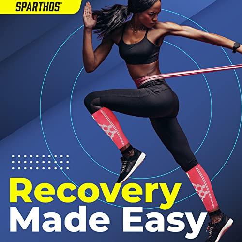 Sparthos Sparthos Calf Compression Sleeves (Pair) – Leg Compression Socks for Men and Women – Shin Splint Calf Pain Relief Air Travel Flight Nurses Maternity Basketball Football Soccer (Pink-M)