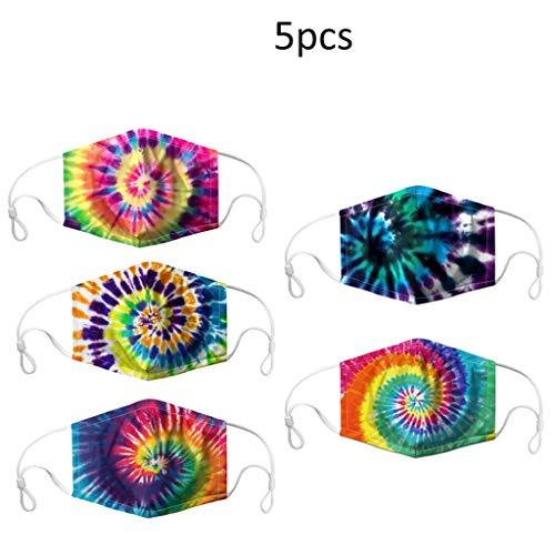 Lofiu Lofiu 5pcs Reusable Sport Outdoor Printed Cover for Dust Protection Washable Elastic Earloop Balaclava (M)