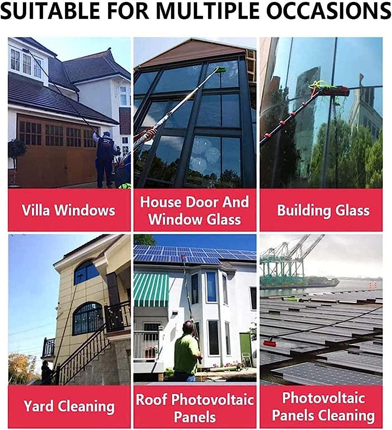 DEVOKE Window Cleaning Washing Pole Cleaner Kit 3In1 Water/Hose Fed Pole Cleaning Brush Equipment Extendable Outdoor Cleaning Tool Photovoltaic Solar Panels Water Fed Brush Water Pipe Tools (18FT/5.4M)