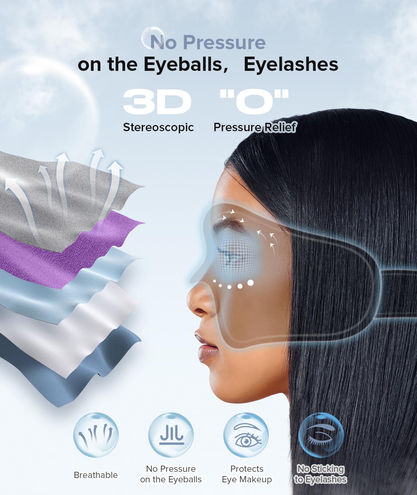 TOPOINT TOPOINT Sleep Mask with Bluetooth Headphones, 3D Eye Mask for Sleep Headphones with White Noise, Total Blackout, 5.4 Bluetooth, Timer, 15 Hours for Women Men, Travel, Meditation, Nap, CPAP Users