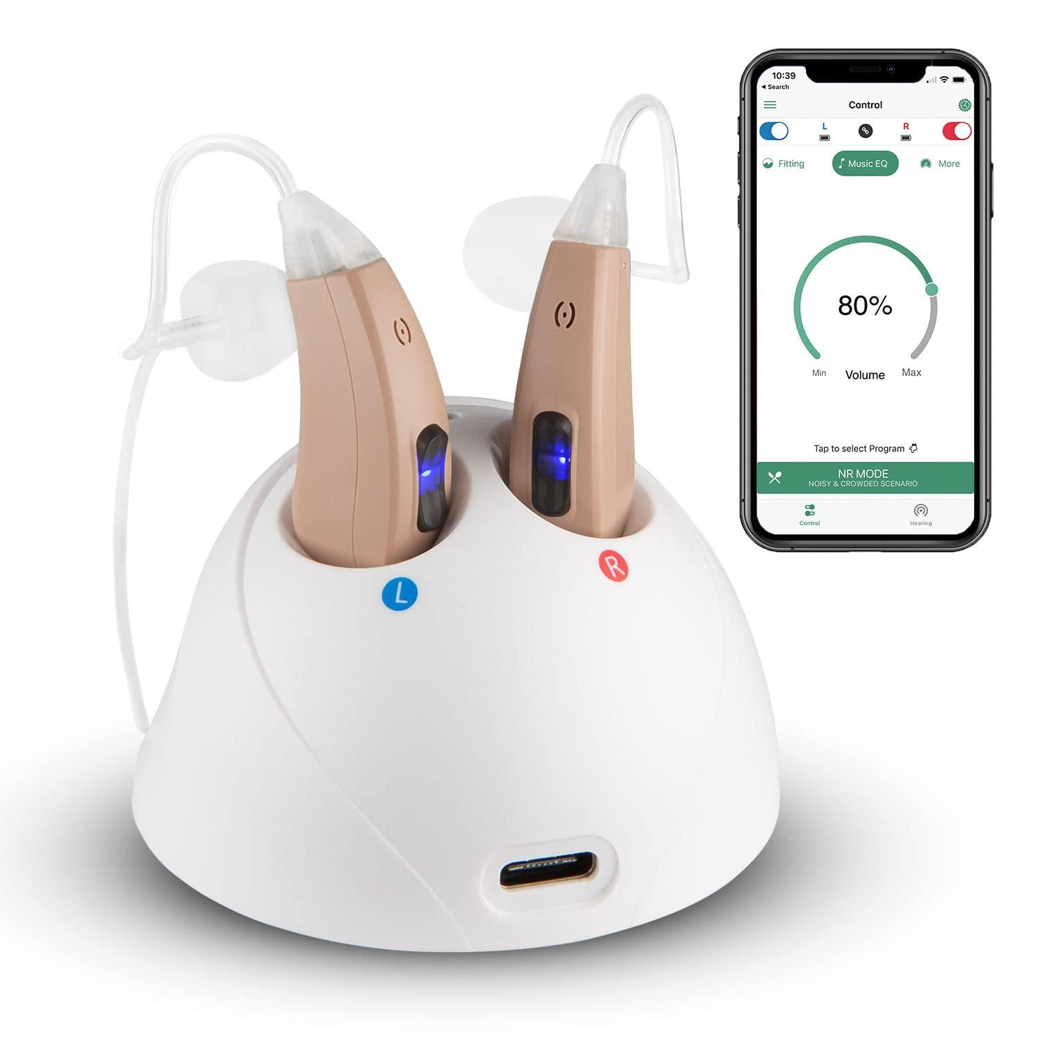 Neosonic Bluetooth Hearing Aids Customizable for Seniors and Adults, APP Enabled Amplifier Device, Do Hearing Test and Self Fitting to Match Your Own Hearing Loss - Neosonic MX-Smart