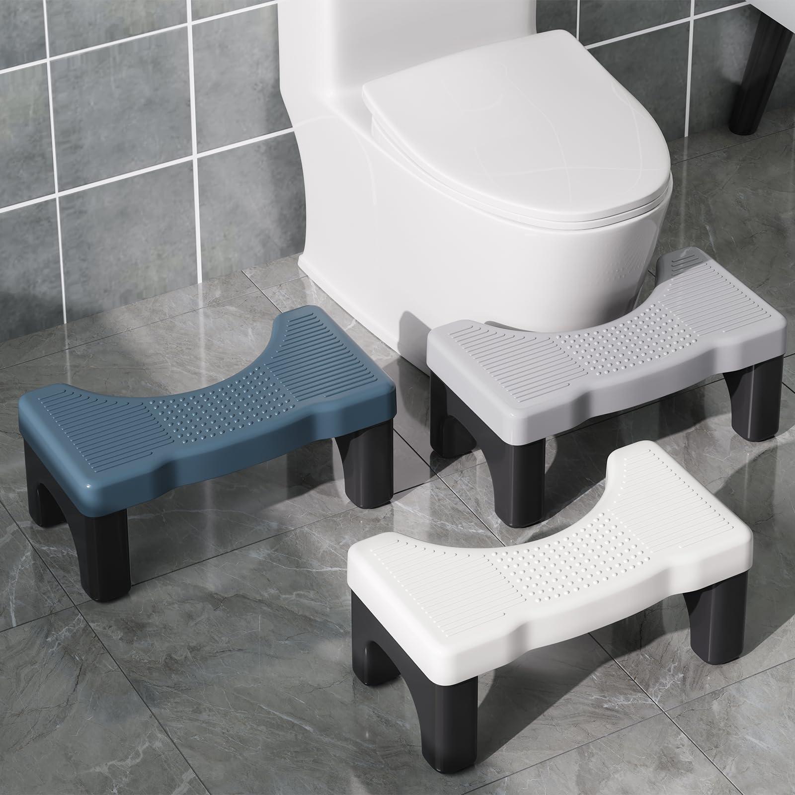 Kzeirm Kzeirm Squatting Toilet Stool for Adults, 7 Inch Height Bathroom Poop Step Potty Stool, Non-Slip Plastic Toilet Assistance Step Stool Squat Adult, Healthy Gift for Kids Seniors, Blue with Black Frame