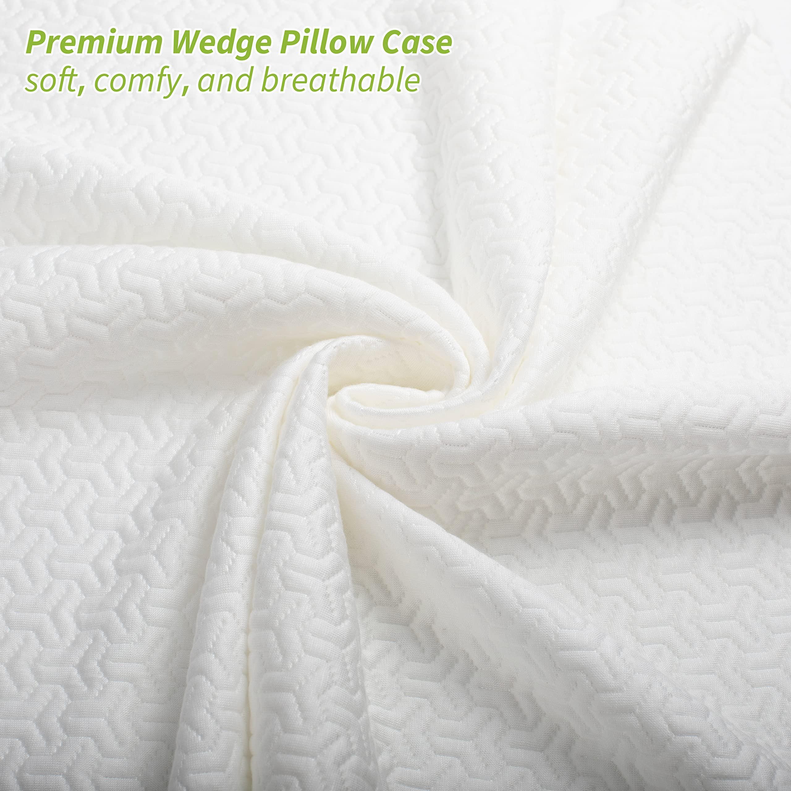 MEOVEN Wedge Pillow Cover for 24x24x12 Bed Wedge Pillow, Hypoallergenic, Replacement Wedge Pillow Case Cover with Zipper & Pockets