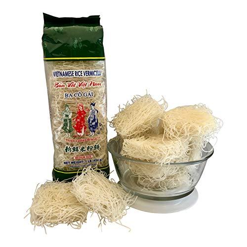 Three Ladies Brand Three Ladies Brand Vietnamese Rice Vermicelli, Medium Size Noodles, 1 Pound Bag, [Pack of 2]