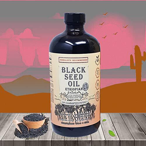 Herbal Organic Works Black Seed Oil 8oz. 100% Ethiopian Pure Black Cumin Seed Oil, 100% Natural Nigella Sativa. 3 Times More Thymoquinone, Cold Pressed in Glass Bottle