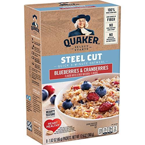 Quaker Quaker, Instant Steel Cut Oatmeal, Cranberries And Blueberries, 8 Ct