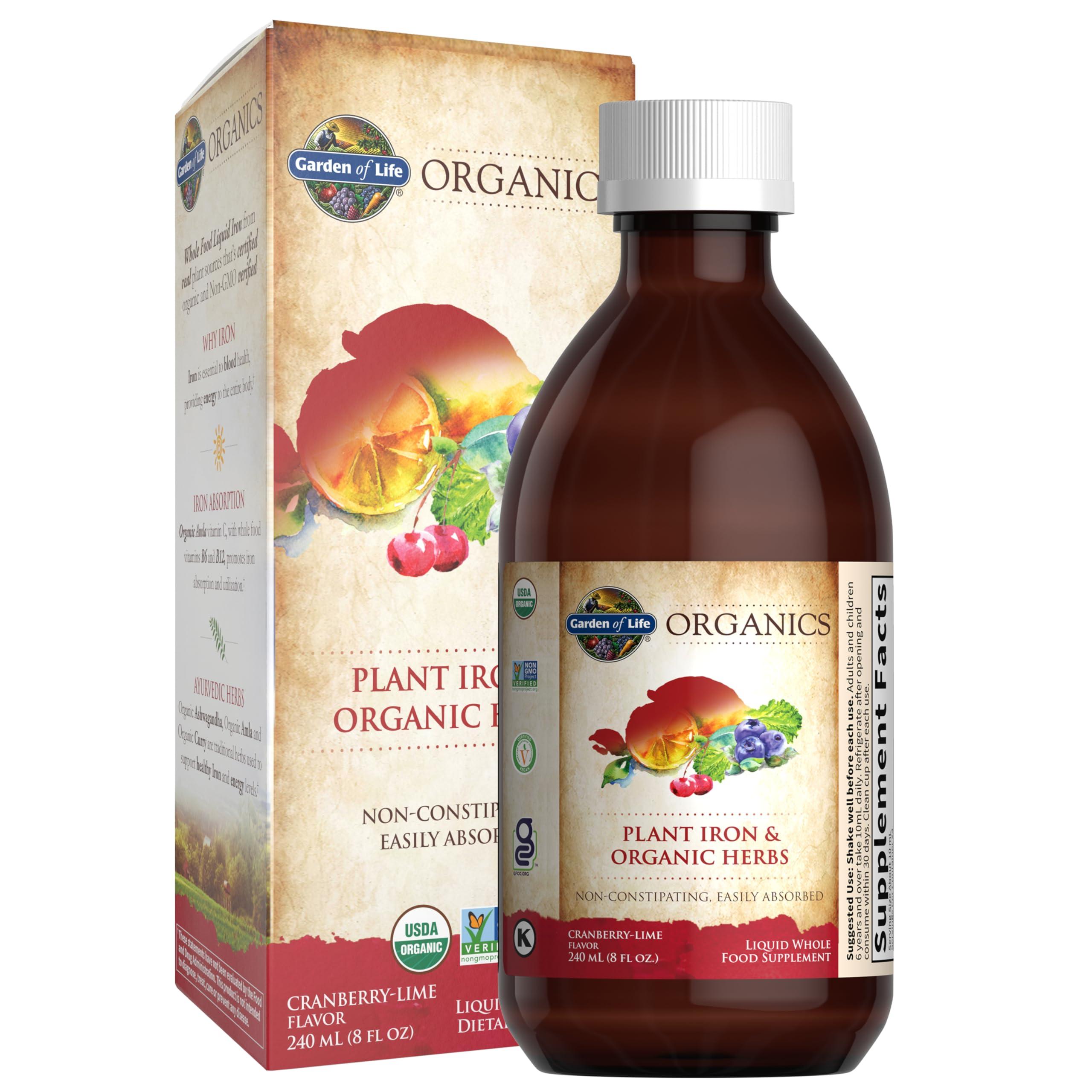 Garden of Life mykind Organics Organic Plant-Sourced Iron + Herbs (Cranberry-Lime Liquid) 8oz Liquid