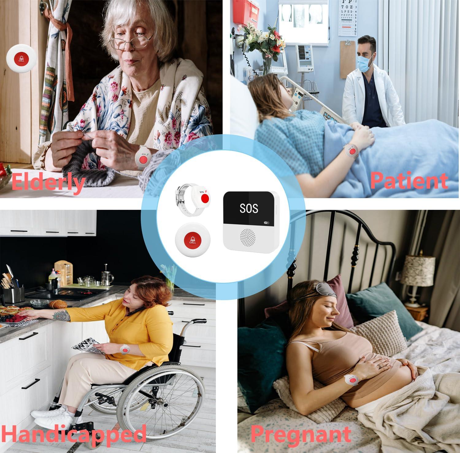 DwyenSlo WiFi Caregiver Call Button System Smart App Alert Emergency Call Button Personal Help Alert at Home for Elderly Patients(Supports 2.4GHz WiFi Only) (WiFiB 1-1-1)