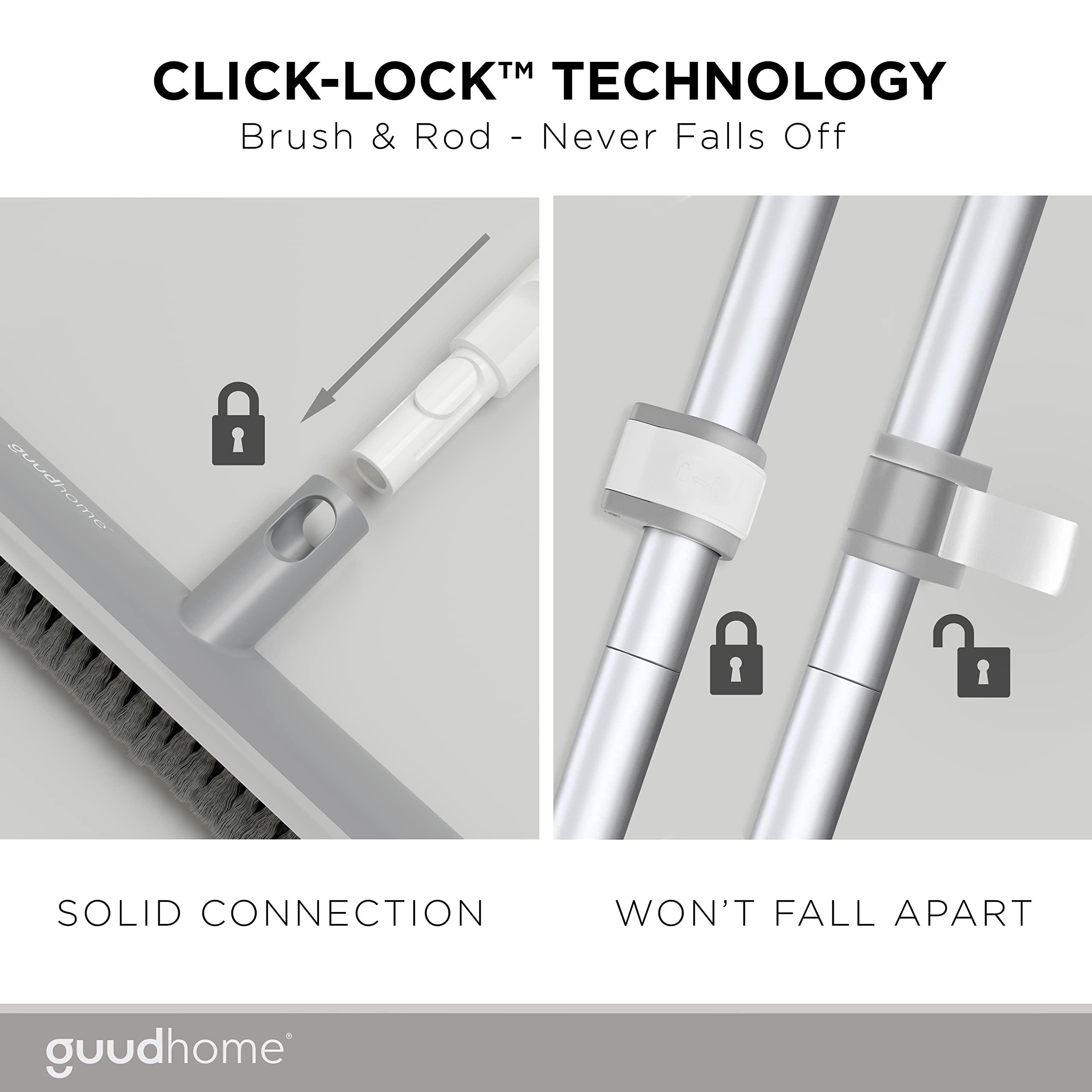 Guudhome GUUDHOME Floor Brush Scrubber with Long Handle 55.3 - 2 in 1 Scrub N Scrape - Strong Extendable Stiff Floor Brush Shower Tub Tile Wall - Deck Brush for Heavy Duty Cleaning Brush Never Falls Off