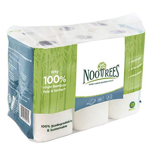 NooTrees NooTrees Bamboo Toilet Tissue, Tree Free, Biodegradable, Sustainable, Renewable and FSC Certified 3-ply Toilet Paper, 220 Sheets, 12 Rolls, Pack of 1