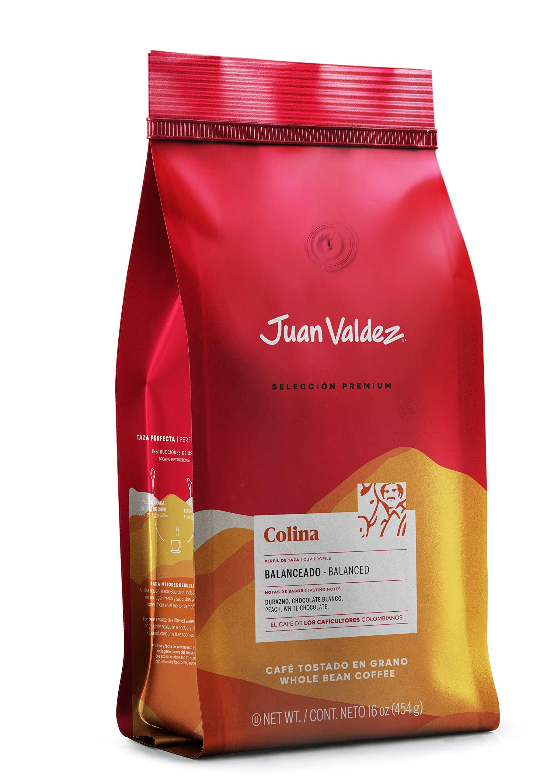 Juan Valdez Juan Valdez Colina Whole Bean Coffee, Balanced Roast 16 OZ - Premium Colombian Coffee - Unique Caracolito beans produce a coffee of balanced flavor and mild texture