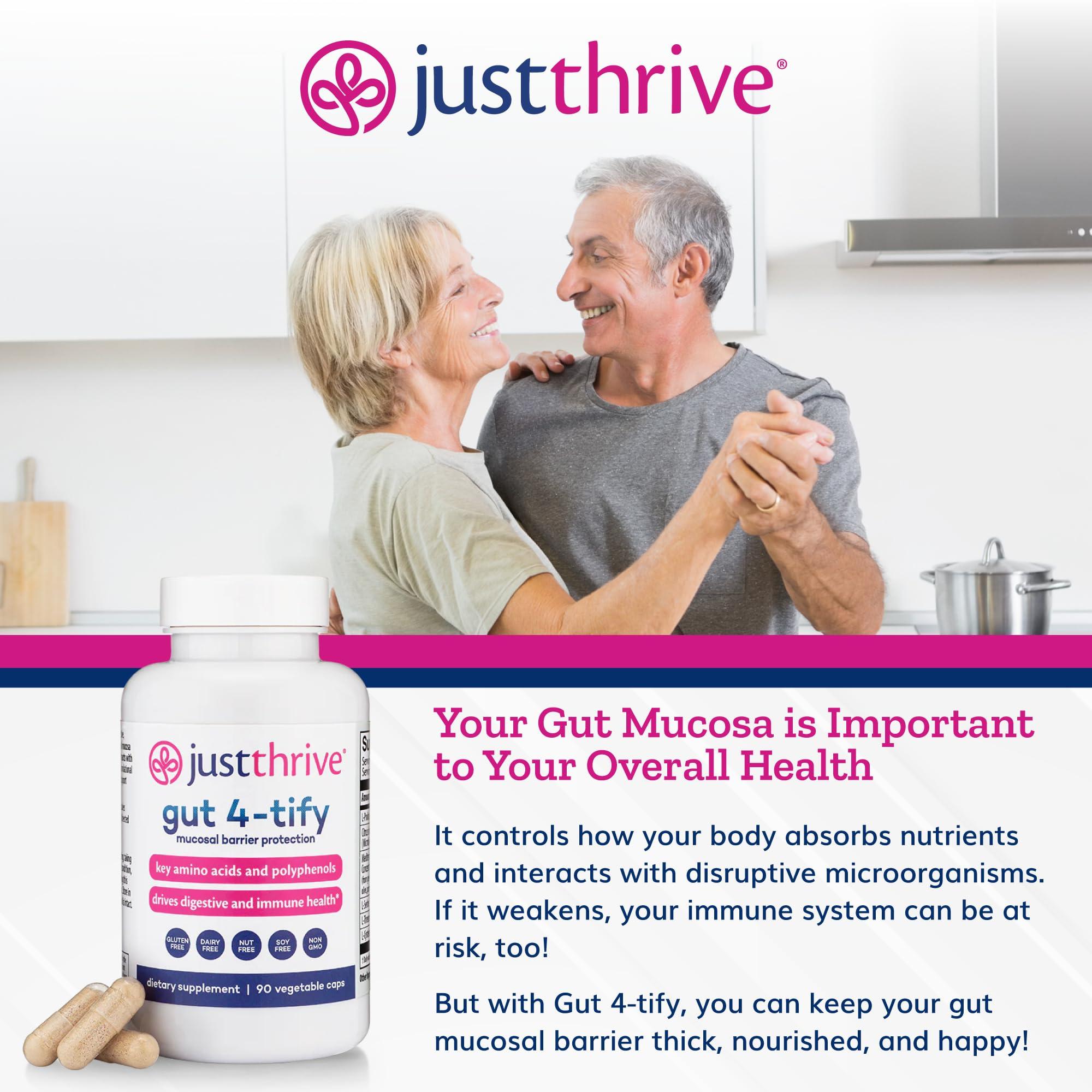 Just Thrive Just Thrive Gut 4-tify - Gut Health Supplements for Women and Men - Anti Bloat, 90 Vegetable Capsules