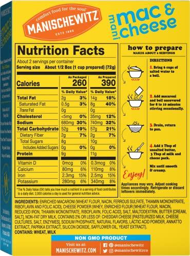 Manischewitz Manischewitz Kosher Mac & Cheese, 5.5oz (4 Pack) Made with Real Cheddar Cheese, No Artificial Colors of Flavors, Certified Kosher
