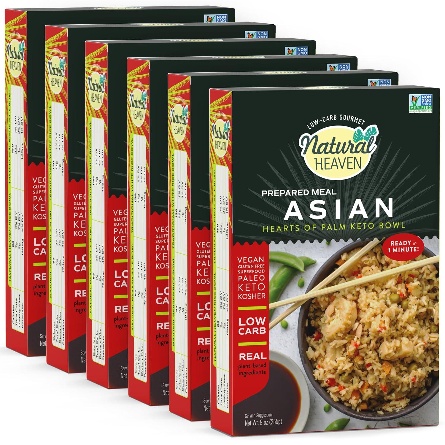 Natural Heaven Natural Heaven Hearts of Palm Asian Keto Food Bowl 6-Pack Prepared Meals, Ready in 60 Seconds, 9 Oz Ea