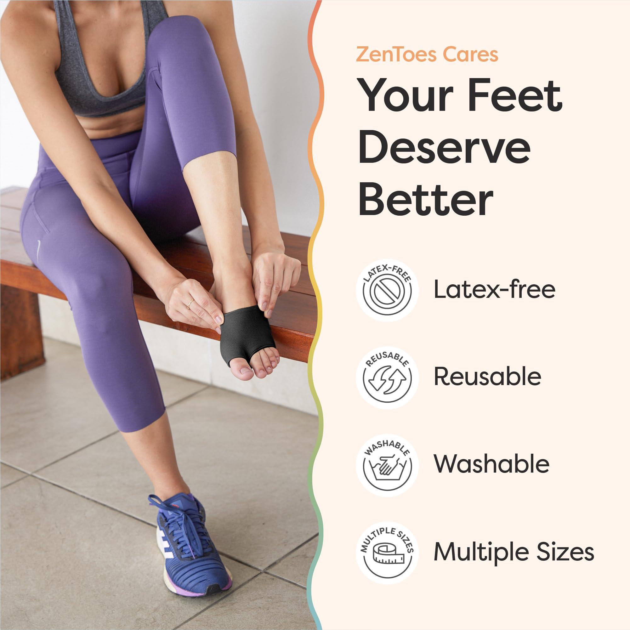 ZenToes ZenToes Metatarsal Pads for Men and Women - Ball of Foot Pain Relief Cushions for Sesamoiditis, Metatarsalgia, Morton's Neuroma - 2 Pairs Fabric Sleeves with Gel Inserts (Small, Black)