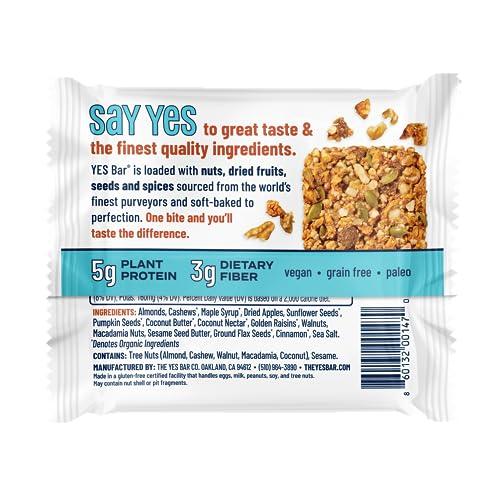 The YES Bar The YES Bar Apple Cinnamon Crisp – Plant Based Protein, Decadent Snack Bar – Vegan, Paleo, Gluten Free, Dairy Free, Low Sugar, Healthy Snack, Breakfast, Low Carb, Keto Friendly (Pack of 6)
