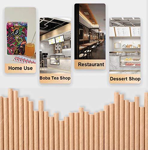 morneve Boba Straws, Smoothie Straw Paper Drinking Straws Disposable Biodegradable Extra Wide 12mm 0.5" Large for Bubble Tea Pearls Jumbo Milkshake Slushy Wedding Party Supplies, Kraft 50 Pcs