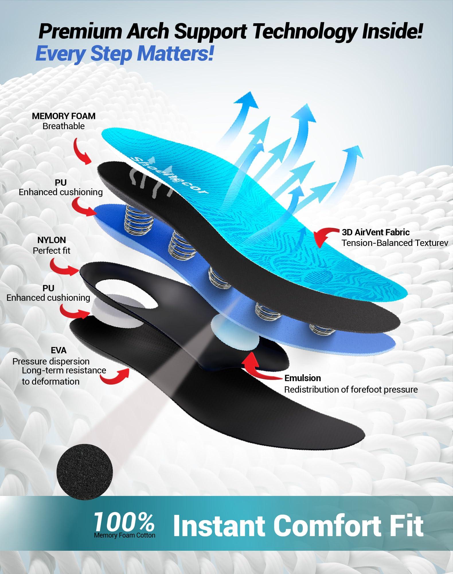 Shoeltecor Shoeltecor Insoles Relieve Plantar Fasciitis Overpronation Heel Pain,Correction of Flat feet and High Arch,Providing Excellent Shock Absorption and Cushioning,Bundle with Manual Foot Massagers