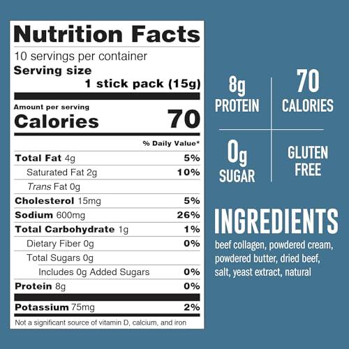 LONOLIFE LonoLife Keto Beef Bone Broth Powder Mix | Grass-Fed, 10g Protein | Collagen-Rich, Keto & Paleo Friendly | Natural Ingredients | 10 Portable Stick Pack Servings