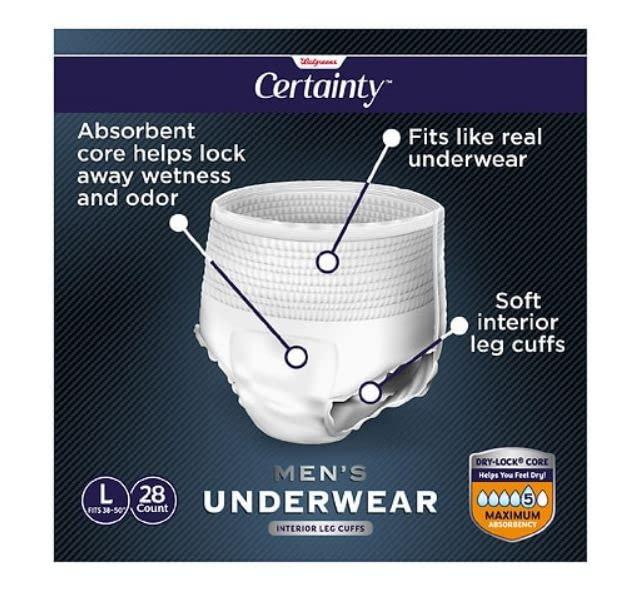 Walgreens Walgreens Certainty Men's Underwear, Maximum Absorbency Large 28.0ea